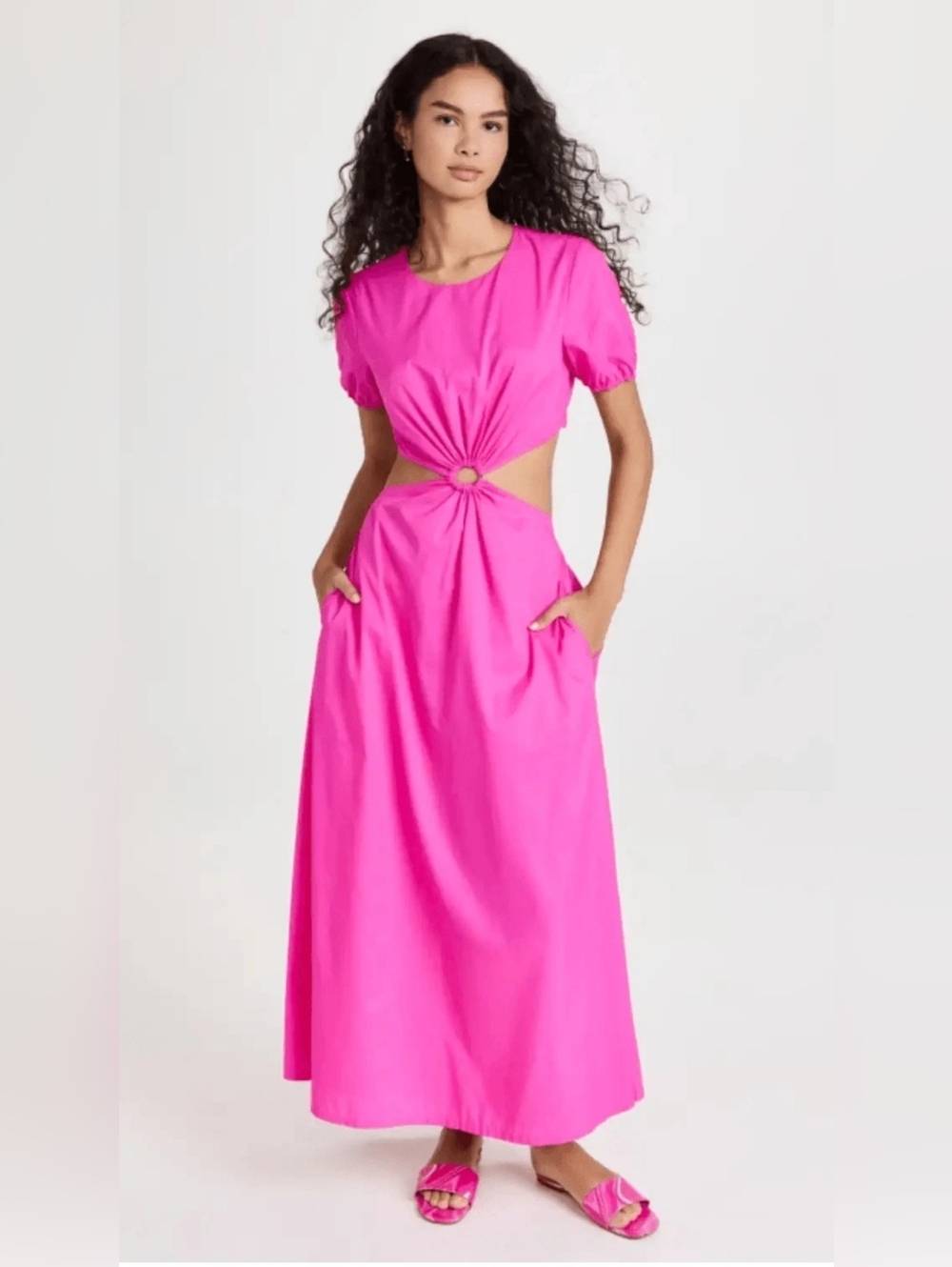 Womens Staud Calypso PINK Bougainvillea Cut Out Maxi .